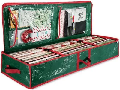 Produktbild von Staubdichte 103x36x15 cm Aufbewahrungstasche für Weihnachtsdeko und Geschenkpapier aus Oxford-Gewebe mit Reißverschluss - WRAPINGPRO