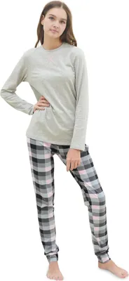 Produktbild von Mädchen Schlafanzug zweiteilig Set Langarm - Basic Kariert 140-146