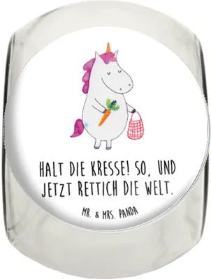 Produktbild von Mr. & Mrs. Panda Kaffeedose Einhorn Gemüse XL 2000ml - Weiß - Geschenk, Einhörner, schraubglas, keksglas, Unicorn, Wochenmarkt, Biomarkt, Bonboniere, Vorratsbehälter
