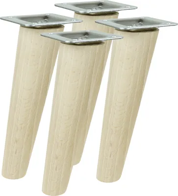 Produktbild von Möbelfüße 20 cm Höhe Holzfüße schräg aus Buche Holzmöbelfüße Tischbeine Möbelbeine Holz Schrank Beine Kegel 4 Stück