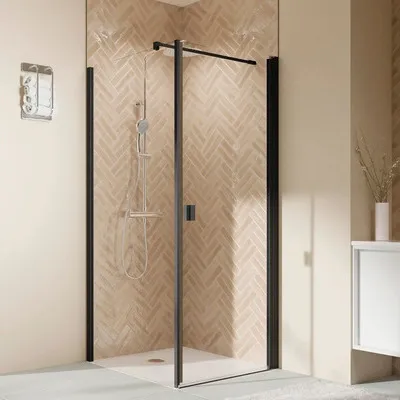 Produktbild von BREUER Seitenwand für Drehtür oder Drehfalttür ELANA 2.0 100 x 200 cm Profil eckig schwarz Klarglas Seitenwandanschlag l