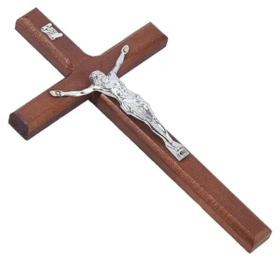 Kruzifix Wanddeko Holz/Legierung Jesus Christus 20,2x11,5cm braun