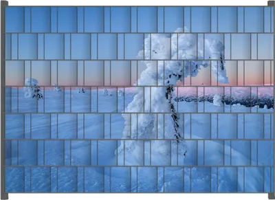 Produktbild von Wallario Zaunsichtschutz mit Motiv Schneeskulptur für Ein- und Doppelstabmatten Zäune in der Größe 200 x 140 cm