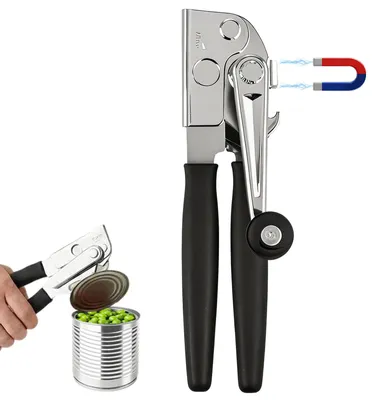 Blikopener aus Edelstahl, manuell, glatter Rand, ergonomischer Griff
