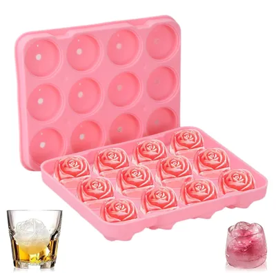 Eiswürfelform mit 12 Rosenfächern, Silikon, BPA-frei, 3,5 cm