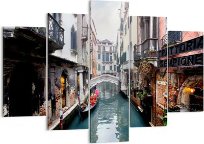 Produktbild von Bild auf Leinwand - Leinwandbild - Boot Brücke Tourismus Venedig - 150x100cm - Wand Bild - Wanddeko - Leinwanddruck - Bilder - Kunstdruck - Leinwand bilder - Wandkunst - EA150x100-2157