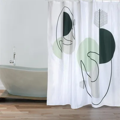 Produktbild von MSV Anti-Schimmel Duschvorhang - Anti-Bakteriell, waschbar, wasserdicht - Polyester, „Minimalist Style “ 180x200cm weiß, mint grün
