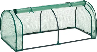Produktbild von Relaxdays Frühbeet, HxBxT: 50 x 128 x 60 cm, PE-Folie, Eisen, Tür mit Reißverschluss, Anzucht, Hochbeet Abdeckung, grün