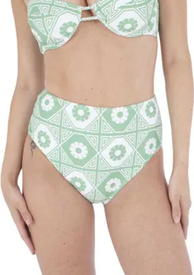 Zdjęcie produktu dla Hurley Mikonos – figi bikini z wysokim stanem, zielone, rozmiar M, damskie, zielone, M