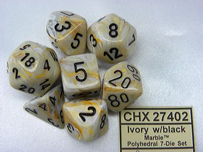 Obrázok produktu pre Chessex - Mramor - 7-dielna súprava - slonovina/čierna