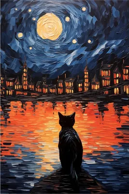 Produktbild von Wallario Poster - Blick eines Nachtwächters, Kunstdruck Größe: 100 x 150 cm