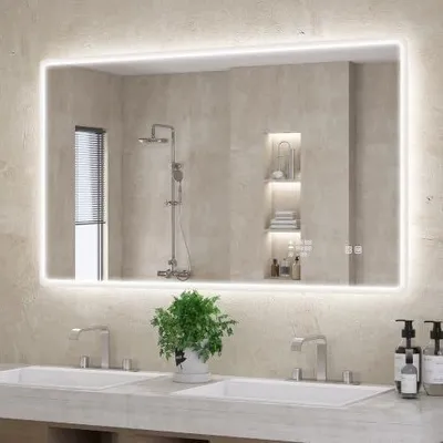 Zdjęcie produktu dla Lustro łazienkowe LED 120X70 cm z oświetleniem zegarem