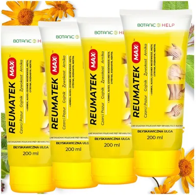 Zdjęcie produktu dla 4 x Żel Reumatek MAX z ekstraktami roślinnymi, do masażu po wysiłku fizycznym, Botanic Help, 4 x 200 ml
