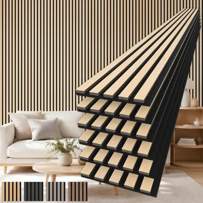 Obrázok produktu pre Sada 6 akustických drevených panelov – 240 x 20 cm – 2,88 m²
