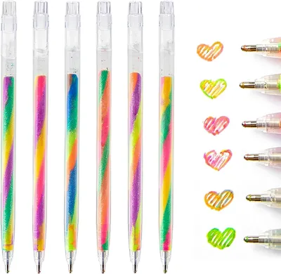 Produktbild von Glitzer Gelstifte Set 6 Stück, Regenbogenfarben, zum Basteln