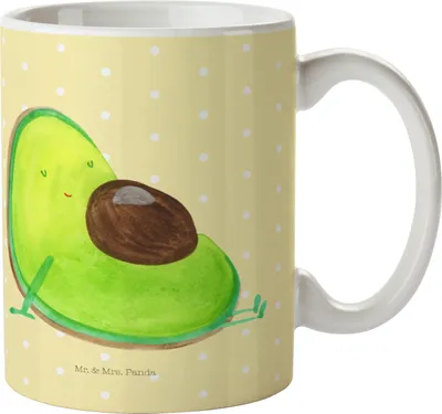 Produktbild von Mr. & Mrs. Panda Tasse mit Motiv Avocado Schwangerschaft - Gelb Pastell - Geschenk, Baby, Schwanger, Liebe, schöne, Babyshower, Gesund, Keramiktasse, Kaffeetasse