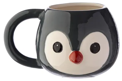 Keramikbecher mit Pinguinkopf, schwarz, 400 ml