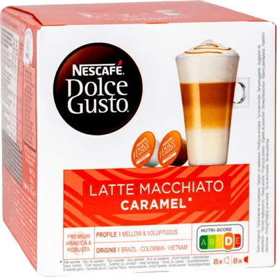 Produktbild von Nescafé Dolce Gusto Caramel Latte Macchiato, Karamel, Kapsule, Kávové kapsule, Kaviareň, Káva, 16 kapsúl (8 porcií)