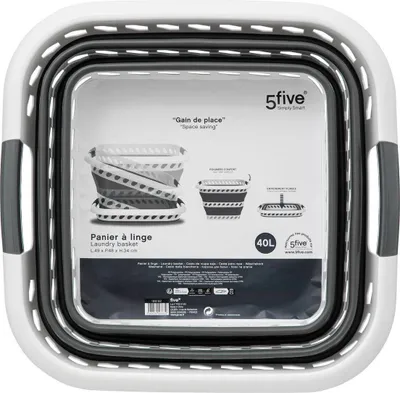 Produktbild von Faltbarer wäschekorb 40l grau und weiß - 5 five simply smart