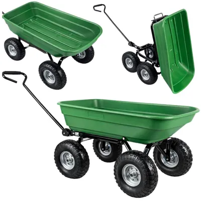 Immagine prodotto di Carrello da giardino con cassone ribaltabile rimovibile, verde, 120 kg