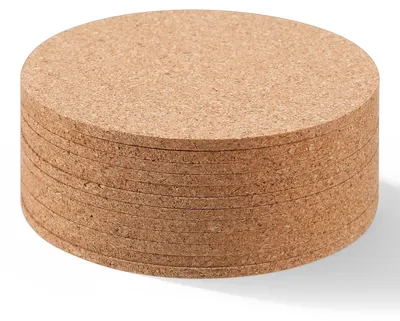 Produktbild von Famanu Untersetzer aus Kork, 20 Stück, 10 cm, 3 mm dick, runde Holzuntersetzer, rutschfest, hitzebeständig