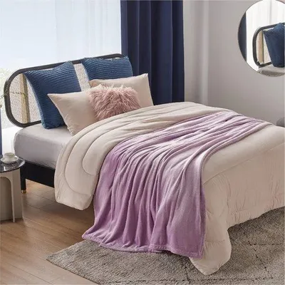 Zdjęcie produktu dla Unyqoos® Miękki koc z mikrofibry, 220 x 240 cm – ultrazmiękki, ciepły i pluszowy, fioletowy, certyfikat Oeko-Tex Standard 100