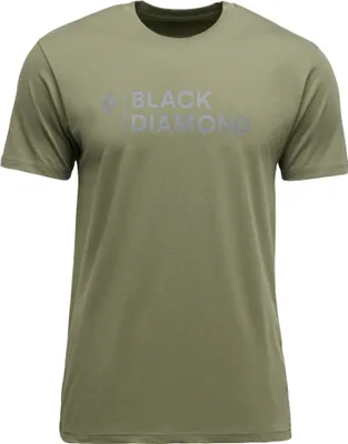 Olivefarbenes T-Shirt "M Mini Stacked Ss Tee" von Black Diamond; mit Logo auf der Vorderseite.