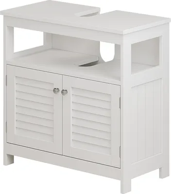 Zdjęcie produktu dla Szafka pod umywalkę Vicco Riad Biały 60 x 60 cm z 2 drzwiami i otwartą przegrodą, Model 40419