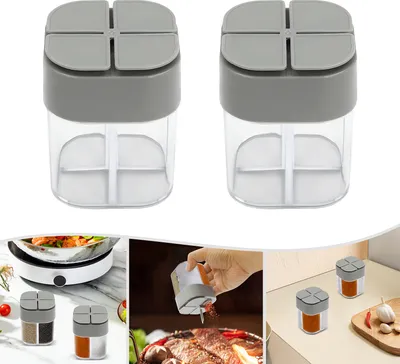 Produktbild von 2Pcs Salz- & Pfefferstreuer 4 Gitter Gewürzspender Reisegewürzbehälter