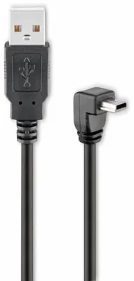 Produktbild von Wentronic USB 2.0 Hi-Speed Kabel 90°, Schwarz, 1.8 m - USB 2.0-Stecker (Typ A) > USB 2.0-Mini-Stecker (Typ B, 5-Pin) 90°