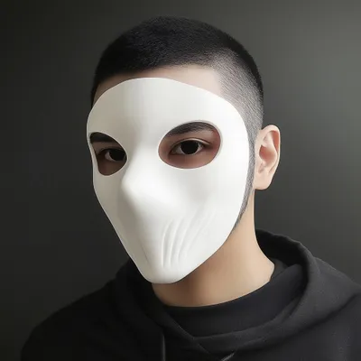 weiße matte Vollgesichtsmaske – Decords 3D-Kostümartikel, Produktansicht 1