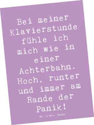 Produktbild von Mr. & Mrs. Panda Postkarte Spruch Klavier Achterbahn - Lavendeltraum - Geschenk, Klavierspielen, Ansichtskarte, bildkarte, Lernen, Musiker, Elfenbeintasten, Grußkarte