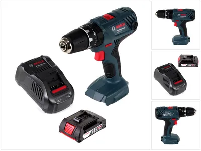 Zdjęcie produktu dla Wiertarko-wkrętarka udarowa akumulatorowa Bosch GSB 18V-21 18 V 55 Nm + 1x akumulator 2,0 Ah + ładowarka