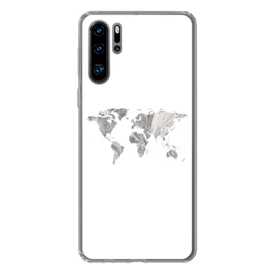 Produktbild von MuchoWow® Handyhülle Schutzhülle Hülle für Huawei P30 Pro Weltkarte - Muster - Schwarz Silikon Softcase Handy Hülle - Schutzdeckel