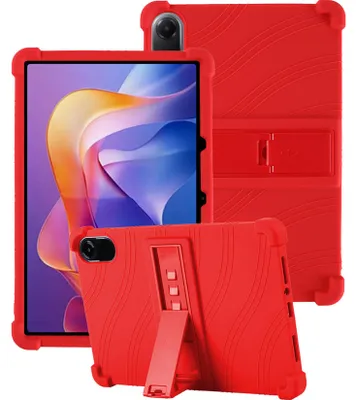 Produktbild von Tablet Hülle für Xiaomi Redmi Pad 2 11" 2025, Stoßfeste Weiches Silikon Schutzhülle mit Standfunktion Rot