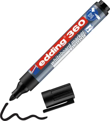 Produktbild von edding 360 Whiteboardmarker - schwarz - 1 Whiteboard Stift - Rundspitze 1,5-3 mm - Boardmarker abwischbar - für Whiteboard, Flipchart, Magnettafel, Pinnwand, Memoboard - Sketchnotes - nachfüllbar