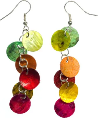 Produktbild von Perlmutt Ohrringe Miniblings Hänger Perlmuttscheiben Hippie Boho bunt SILBER