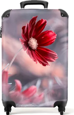 Produktbild von NoBoringSuitcases.com® Koffer Handgepäck Trolley Rollkoffer Kleine Reisekoffer mit 4 Rollen - Blumen - Rot - Natur - Pflanzen - Cabin Size < 55x40x23 cm & 55x40x20 cm - Fotokoffer - Kabinenkoffer - BoardgepäckHandgepäck Koffer 55x35x20 cm, 36L,