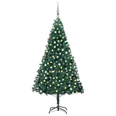 Image de Arbre de Noël artificiel avec LED & boules Vert 240 cm