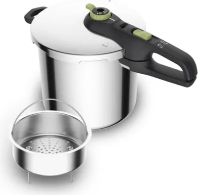 Produktbild von Tefal - Schnellkochtopf mit Dampfkorb - 8 Liter - Pressure Cooker - Geeignet für alle Wärmequellen - Edelstahl