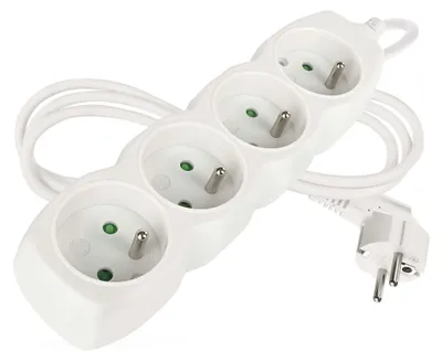 Prodlužovací kabel 1,5 m / 4 zásuvky / bílý / PVC / 1 mm2