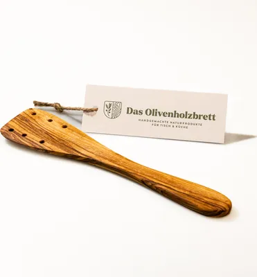 Produktbild von Pfannenwender aus Olivenholz mit Löchern 25 cm