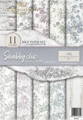 Produktbild von Reispapier-Set A4 – RP037 Shabby Chic Four Colors – ITD Collection