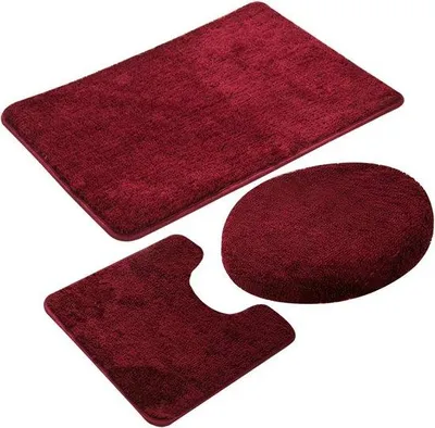 Produktbild von Famanu Set von 3 Antirutsch-Badmatten und Toilettenteppich - Schnelltrocknend, Wasserabsorbierend, 50 x 80 cm