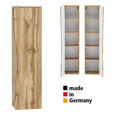 Produktbild von Badezimmer Hochschrank KAHLA-03 in Wotan Eiche Nb. Front mit Baumkantenoptik, B/H/T: ca. 37,5/130/35 cm