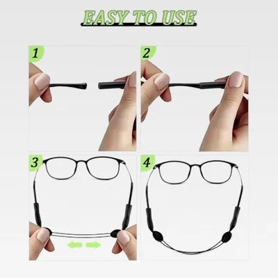 Produktbild von 4 Stück Silikon Sportbrillenband, Verstellbares Brillenband, Wasserfestes Brillenband für Damen und Herren
