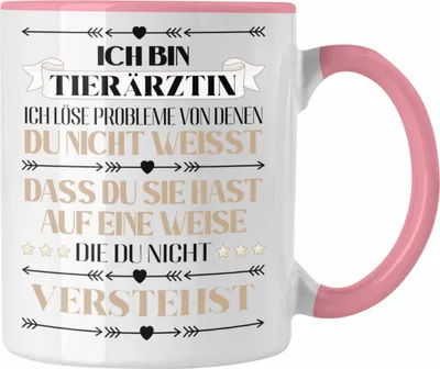 Produktbild von Trendation - Tierärztin Geschenk Lustiger Spruch Geschenkidee Kaffeebecher (Rosa)