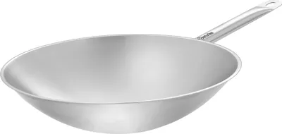 Produktbild von Wokpfanne 385 mm Durchmesser Rundboden Edelstahl Sandwichboden Induktionsgeeignet W385R