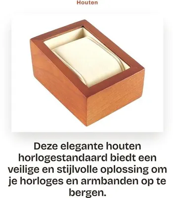 Produktbild von Uhrenständer aus Holz – Kompakter Uhrenhalter – Schmuckdisplay – Aufbewahrungsbox, 7 x 9,5 x 4,8 cm – Mikrofaser-Polster – Langlebig und elegant – Uhrenhalter