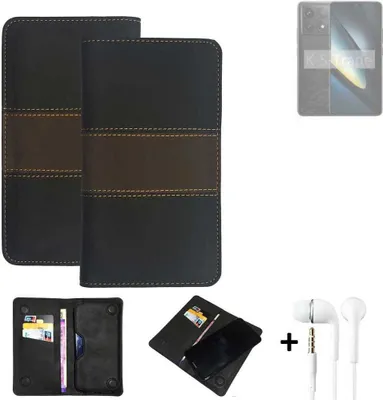 Produktbild von K-S-Trade Handyhülle + Kopfhörer kompatibel mit POCO F6 Pro Schutzhülle Walletcase Bookstyle Tasche Schutz Case Hülle Wallet Cover Kunstleder